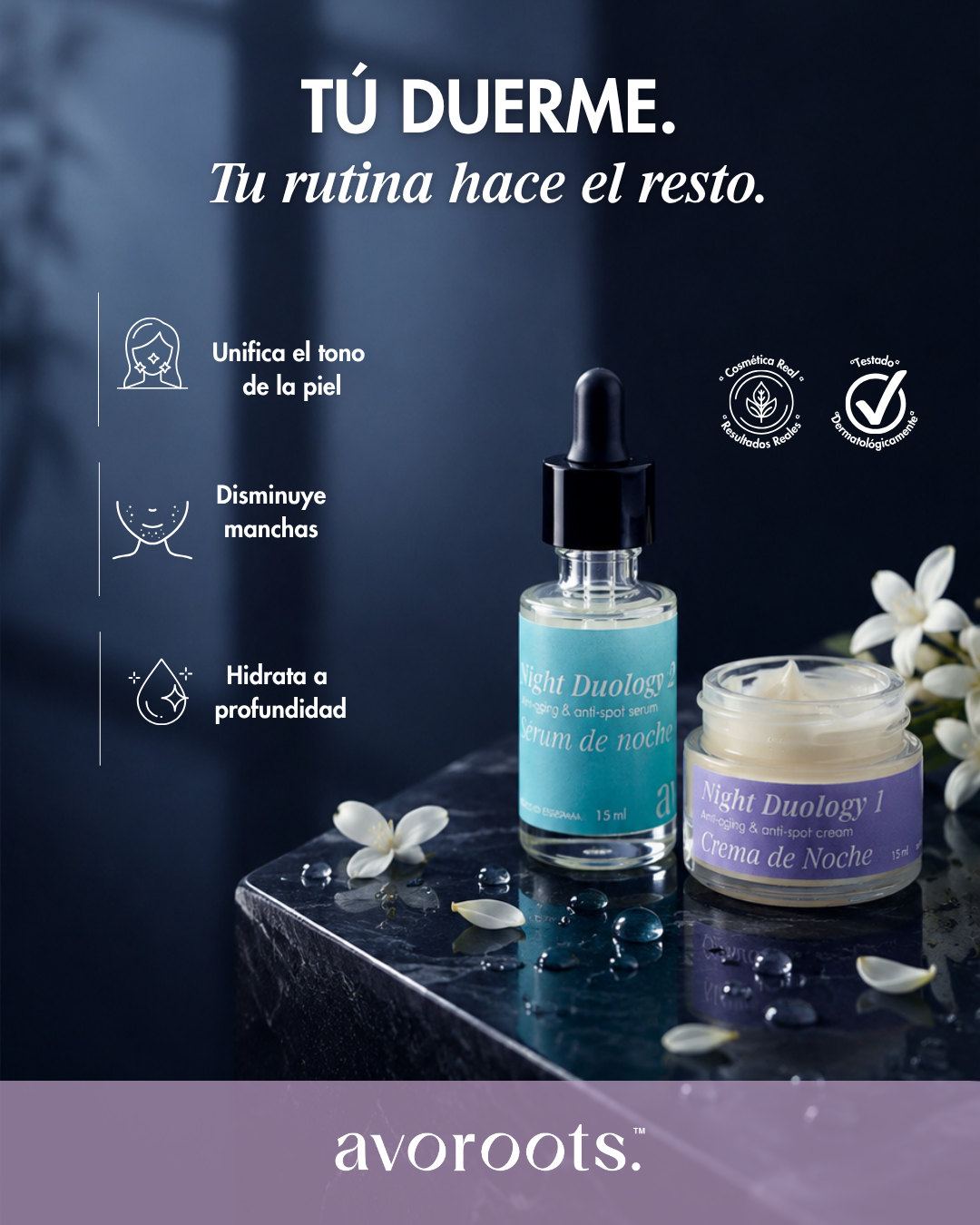 Night Duology 1 &2 : Anti-aging & Anti-spot Cream + Hydrating Serum